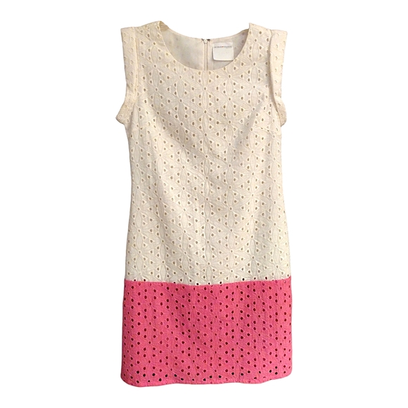 Jillian Harris by Privilege Bella Eyelet Dress, Size S, White/Pink - Picture 4 of 7